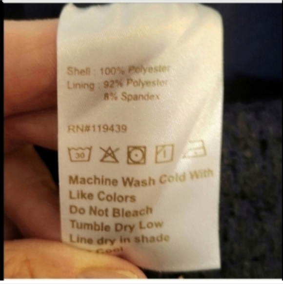 Flora Bea Navy Blue/Gold Tweed Sleeveless V-Back Knee Length Shift Dress medium - Picture 8 of 8